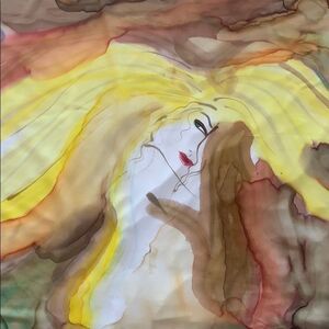 Sharif Studio OOAK hand paint woman in fog scarf